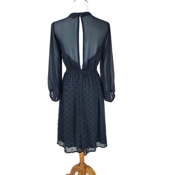 ModCloth Black Sheer Polka Dot Wednesday Adams Whimsy Goth Sweetheart Dress XS - Picture 3 of 11